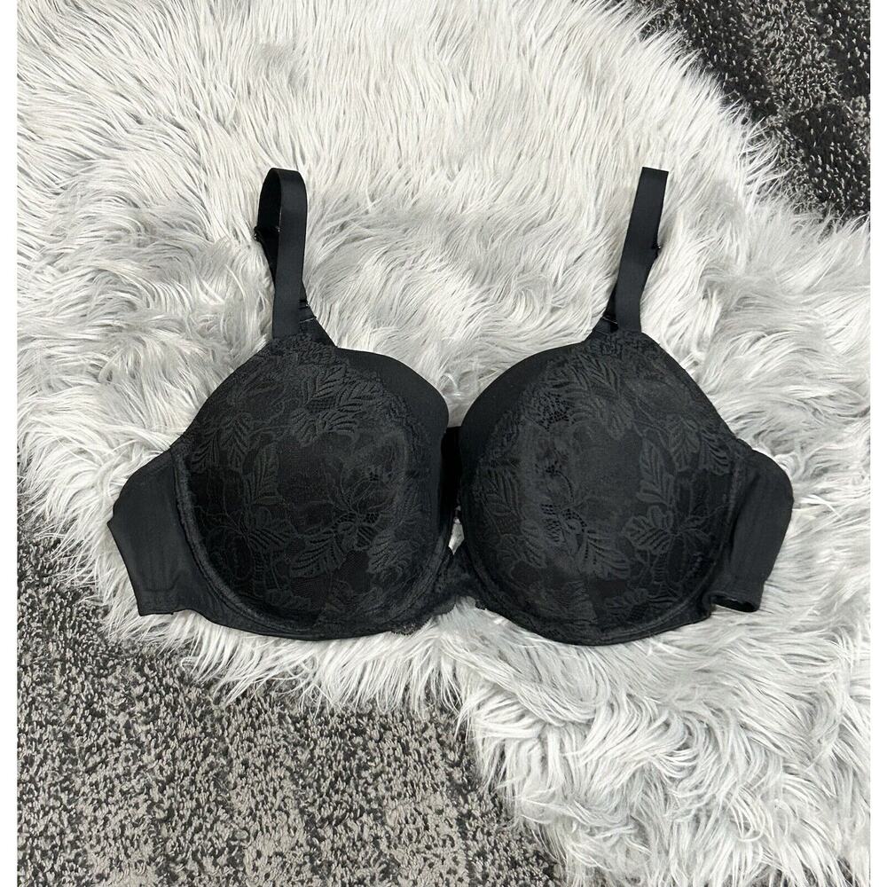 Womens Auden Black Lacey Lightly Lined Balconette Coverage Underwire SZ Bra 46D